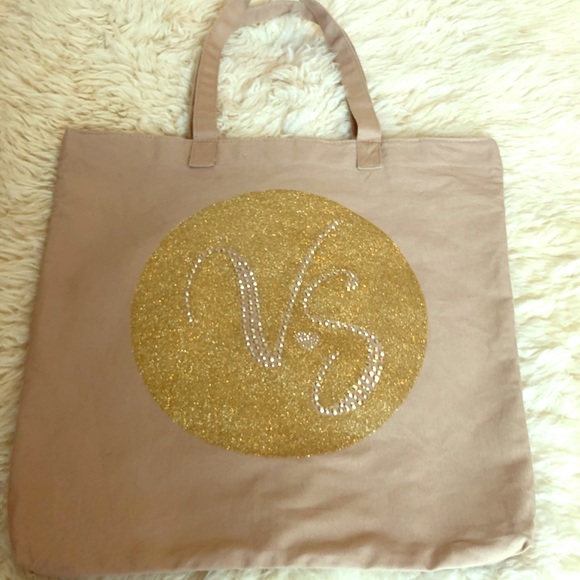Victoria's Secret Handbags - Victoria’s Secret Gold Glitter Tote Bag
